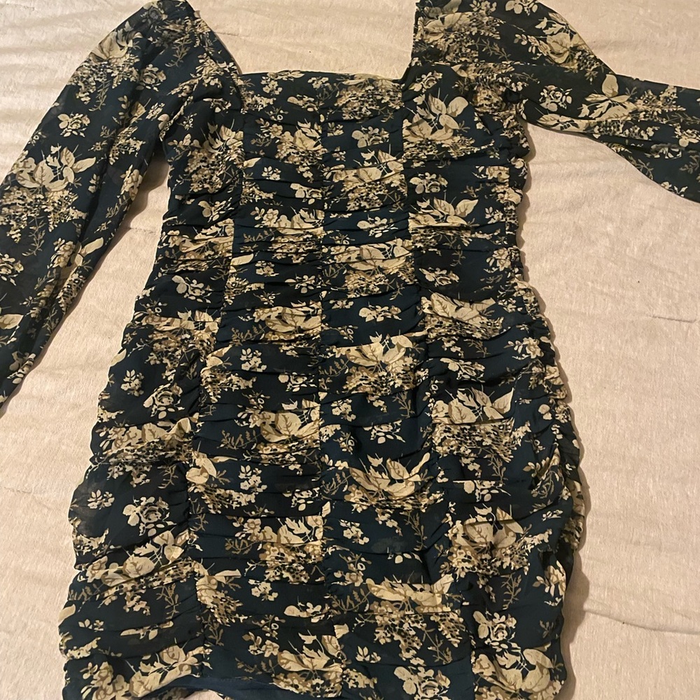 Floral square neck dress